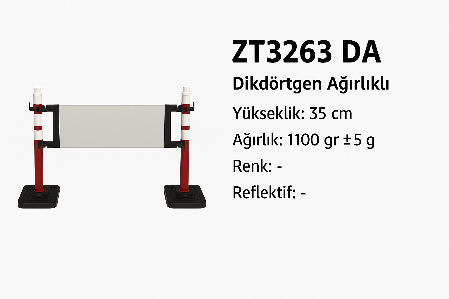 ZT3263 DA Dikdörtgen Ağırlıklı Ø63 Dikme Panel Levhalı | 90×31,5 cm