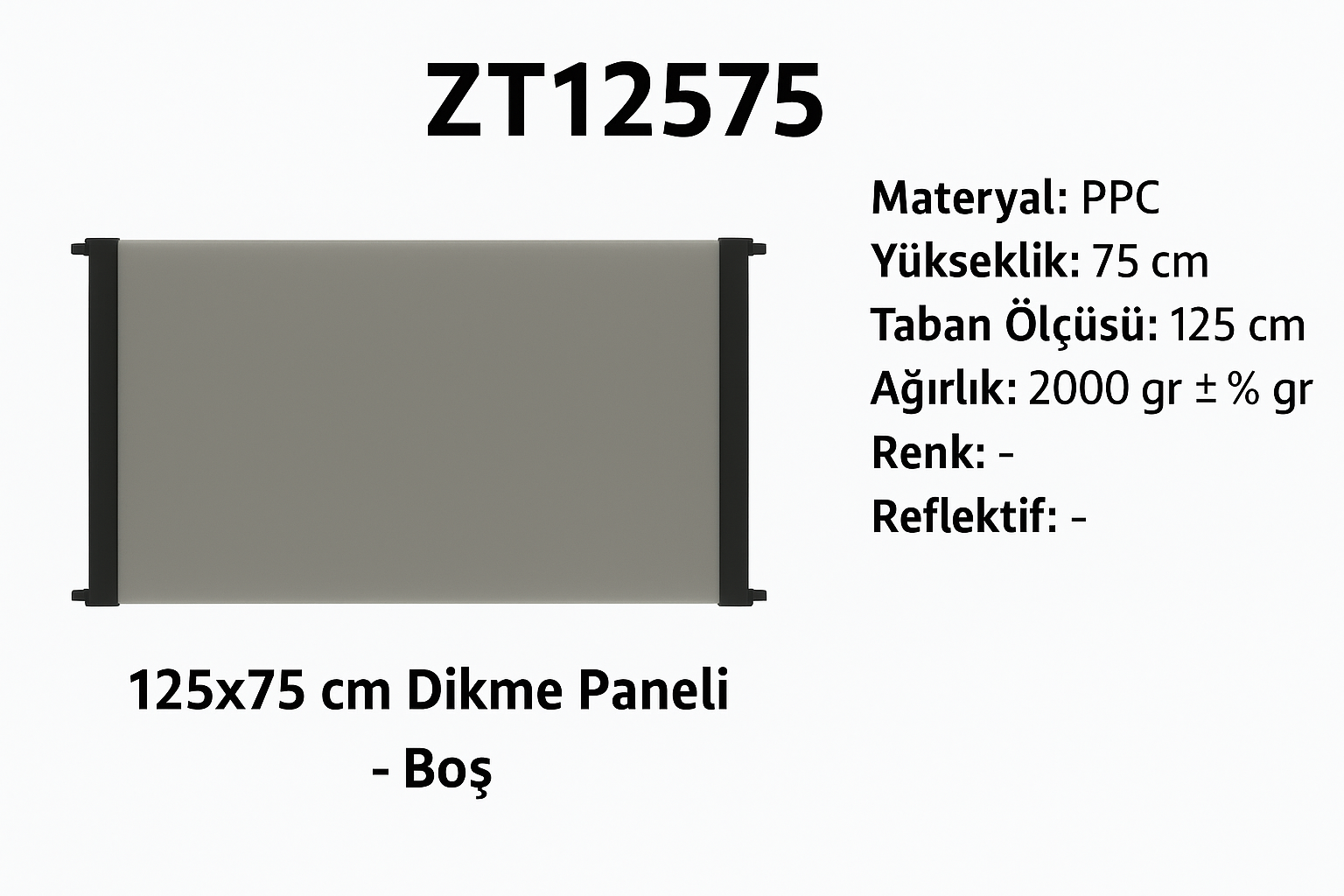 ZT12575 | 125×75 cm Dikme Paneli – Boş