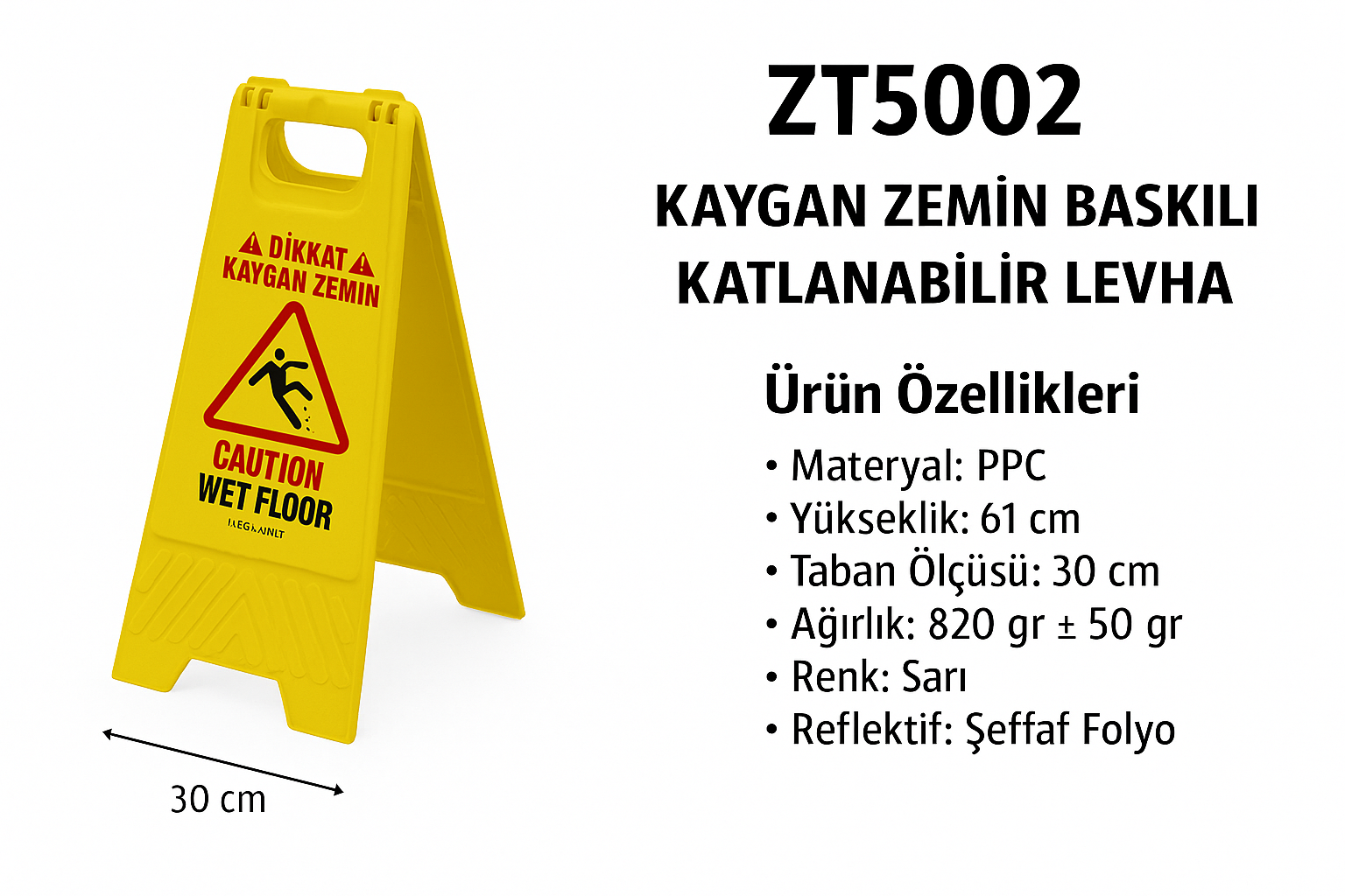 ZT5002 – Kaygan Zemin Baskılı Katlanabilir Levha