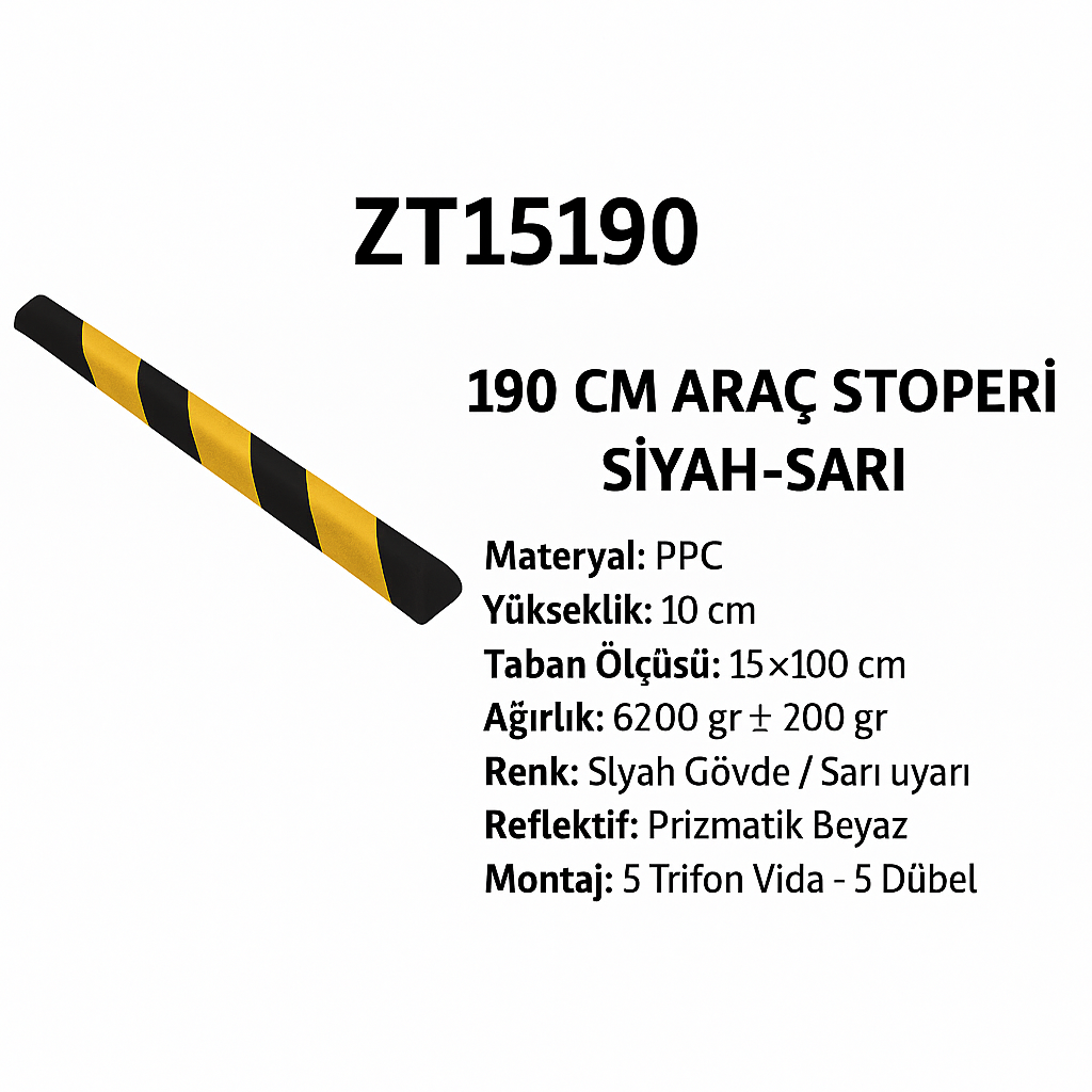 ZT15190 – 190 CM Araç Stoperi | Siyah-Sarı