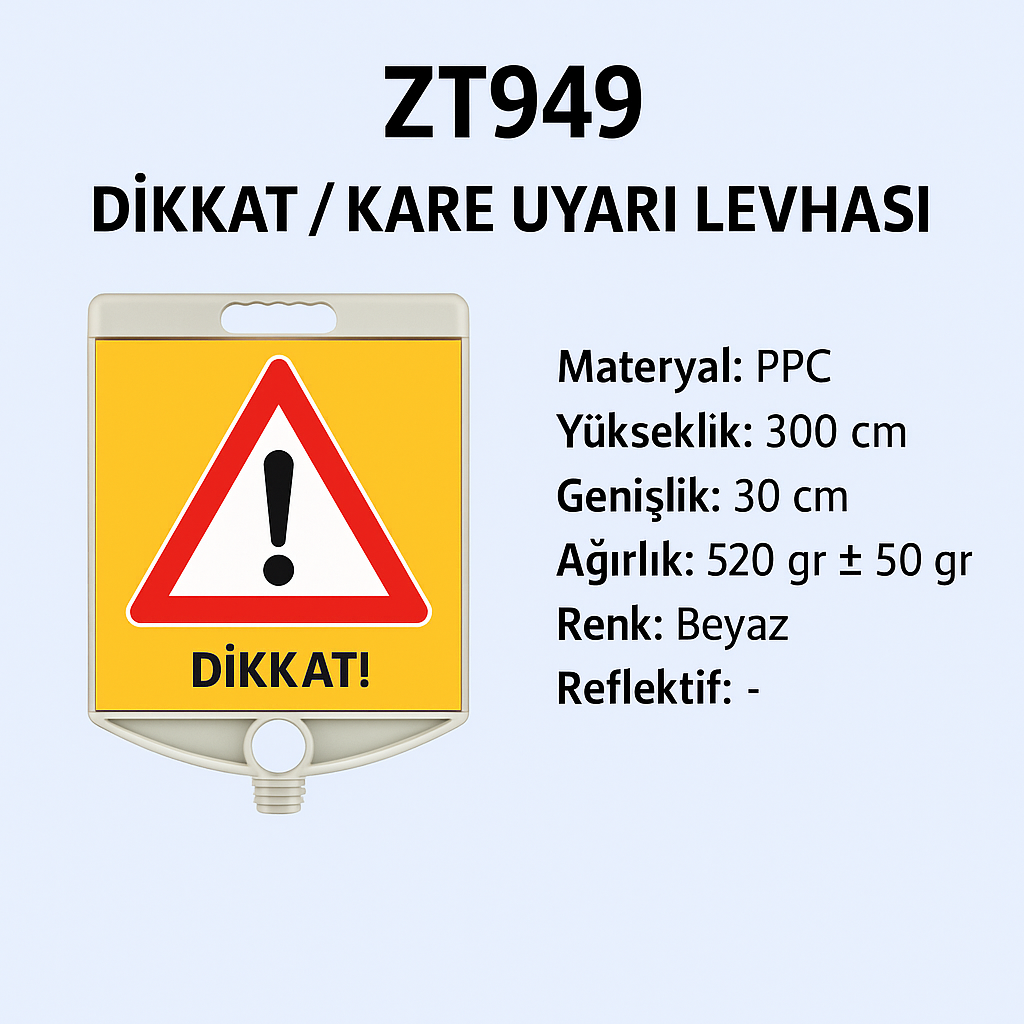ZT949 – Dikkat / Kare Uyarı Levhası