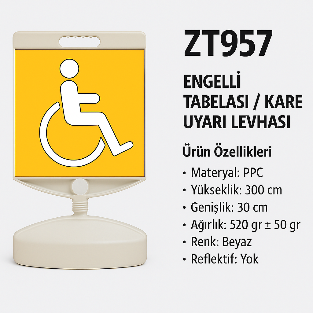 ZT957 – Engelli Tabelası / Kare Uyarı Levhası