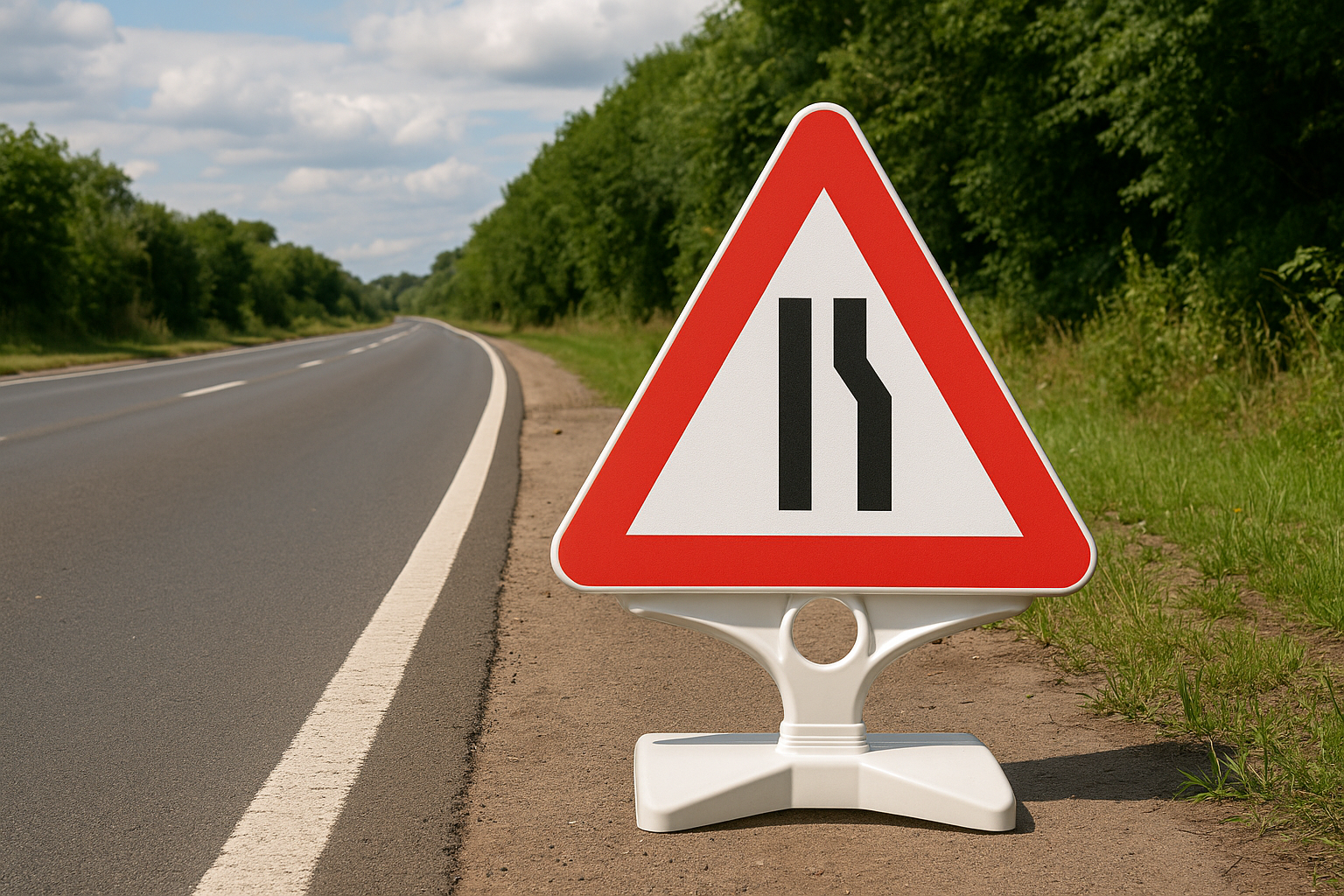 ZT774 – Sağdan Daralan Yol Üçgen Uyarı Levhası