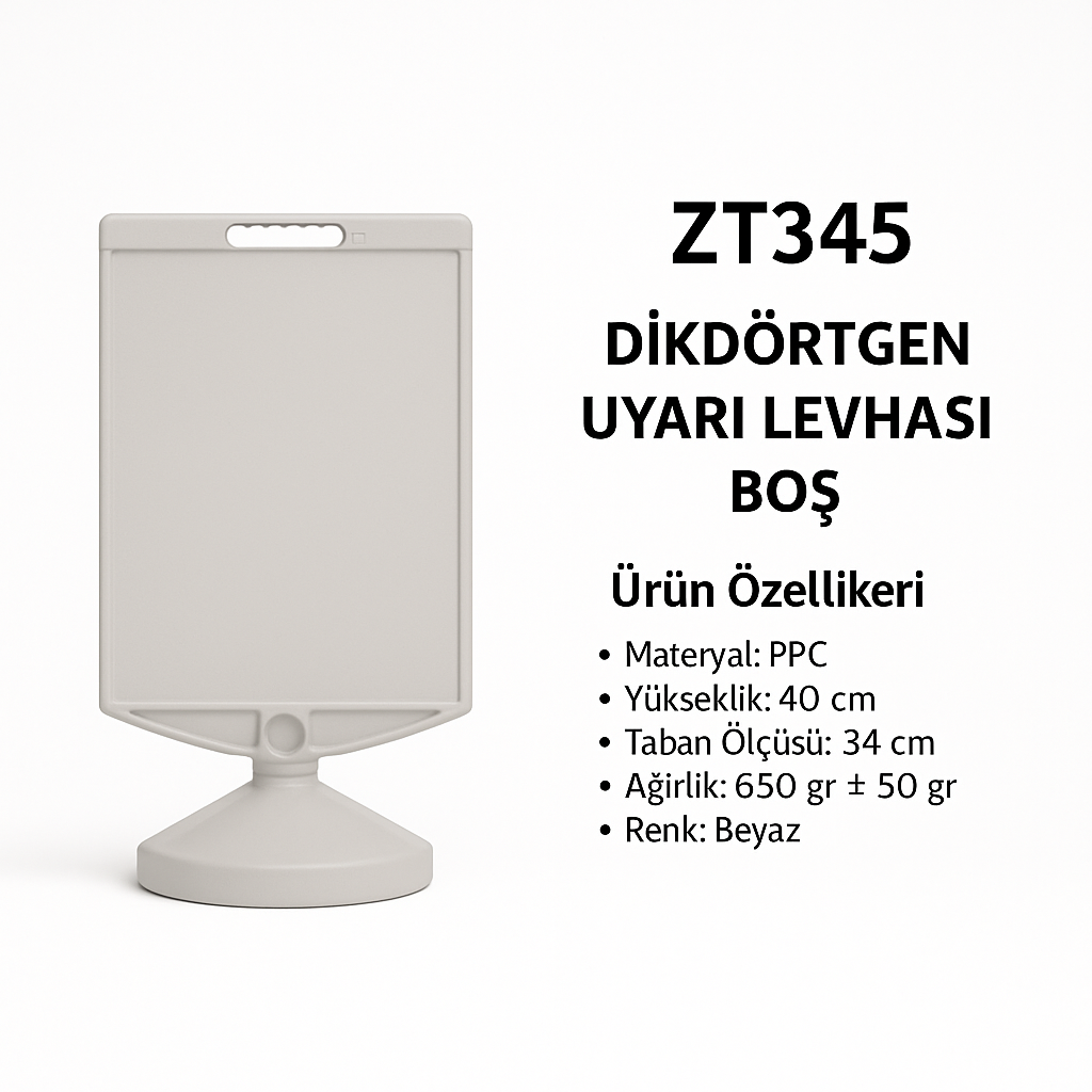 ZT345 – Diktörtgen Uyarı Levhası (Boş)