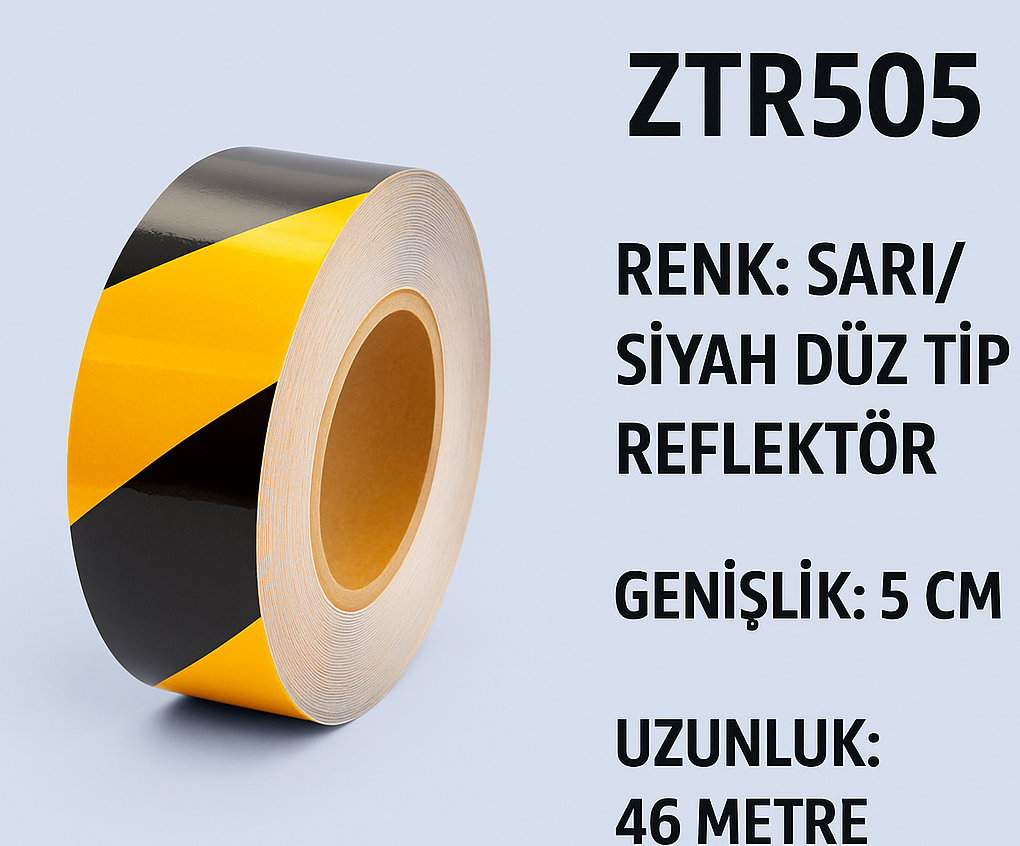 ZTR505 – Sarı/Siyah Düz Tip Reflektör Bant