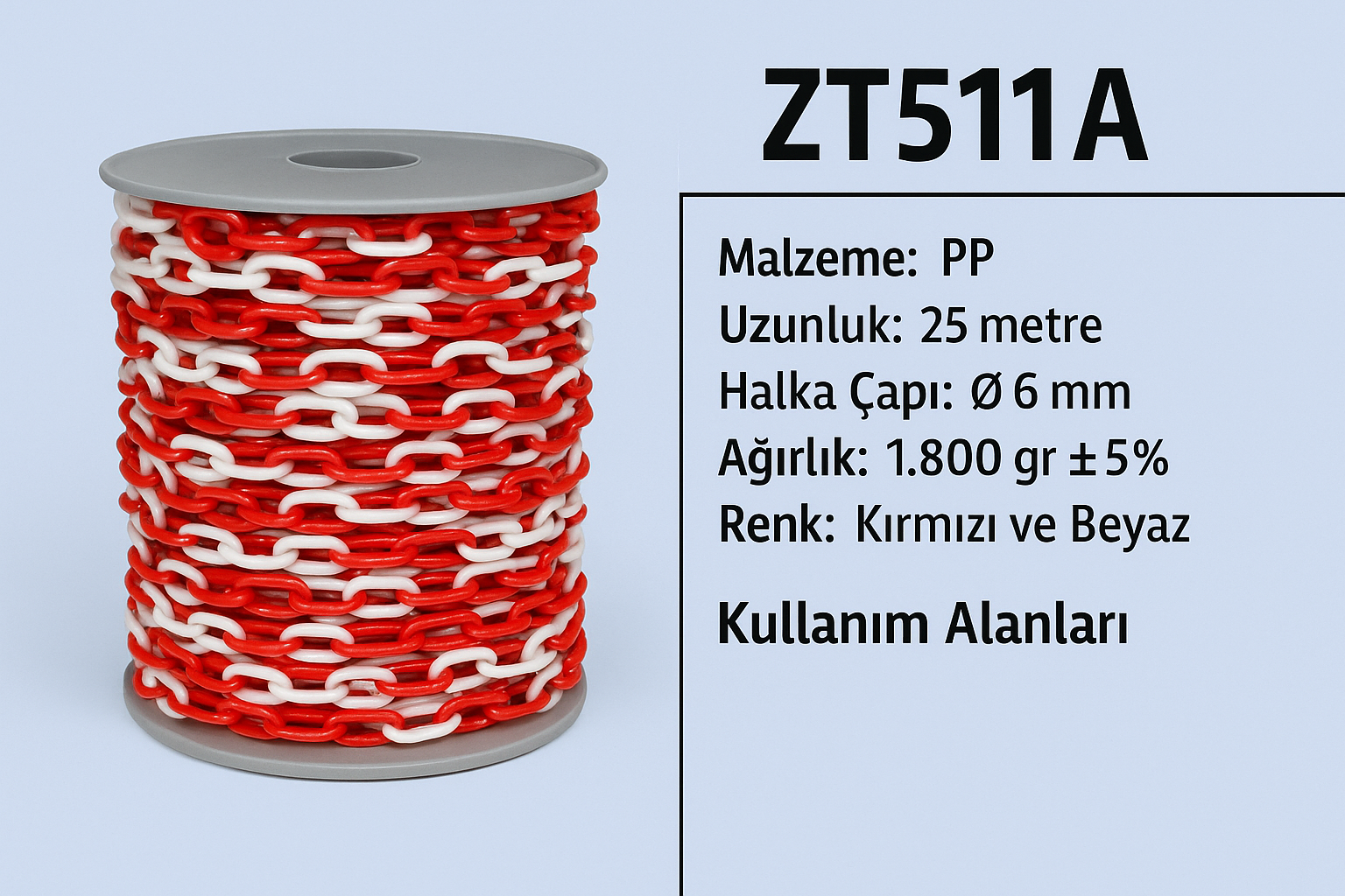 ZT511A – Ø 6 mm İnce Zincir (25 Metre)