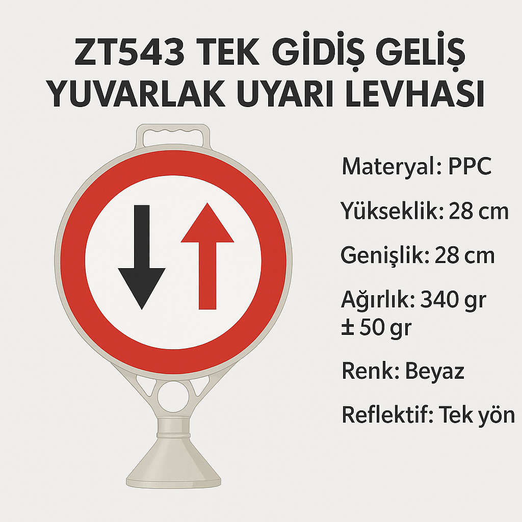 ZT543 – Tek Gidiş Geliş Yuvarlak Uyarı Levhası