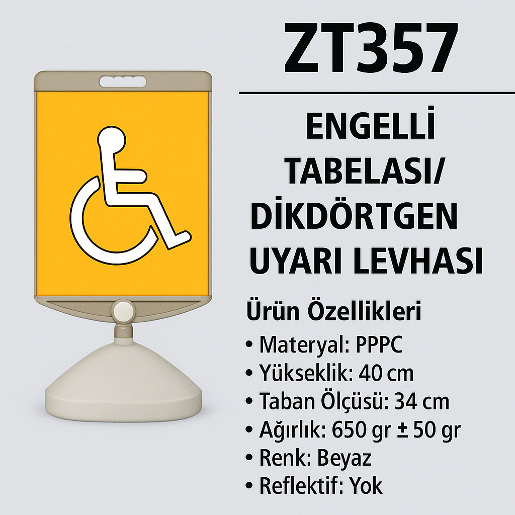 ZT357 – Engelli Tabelası/Dikdörtgen Uyarı Levhası