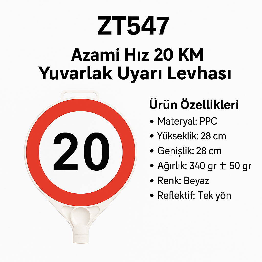 ZT547 – Azami Hız 20 KM Yuvarlak Uyarı Levhası