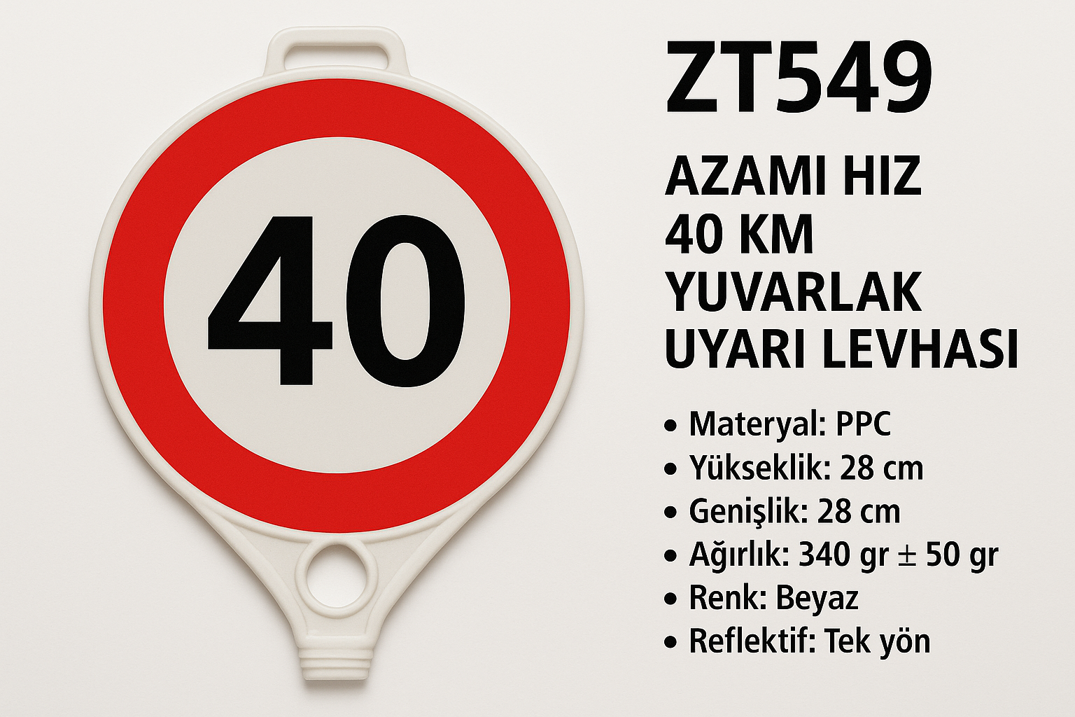 ZT549 – Azami Hız 40 KM Yuvarlak Uyarı Levhası