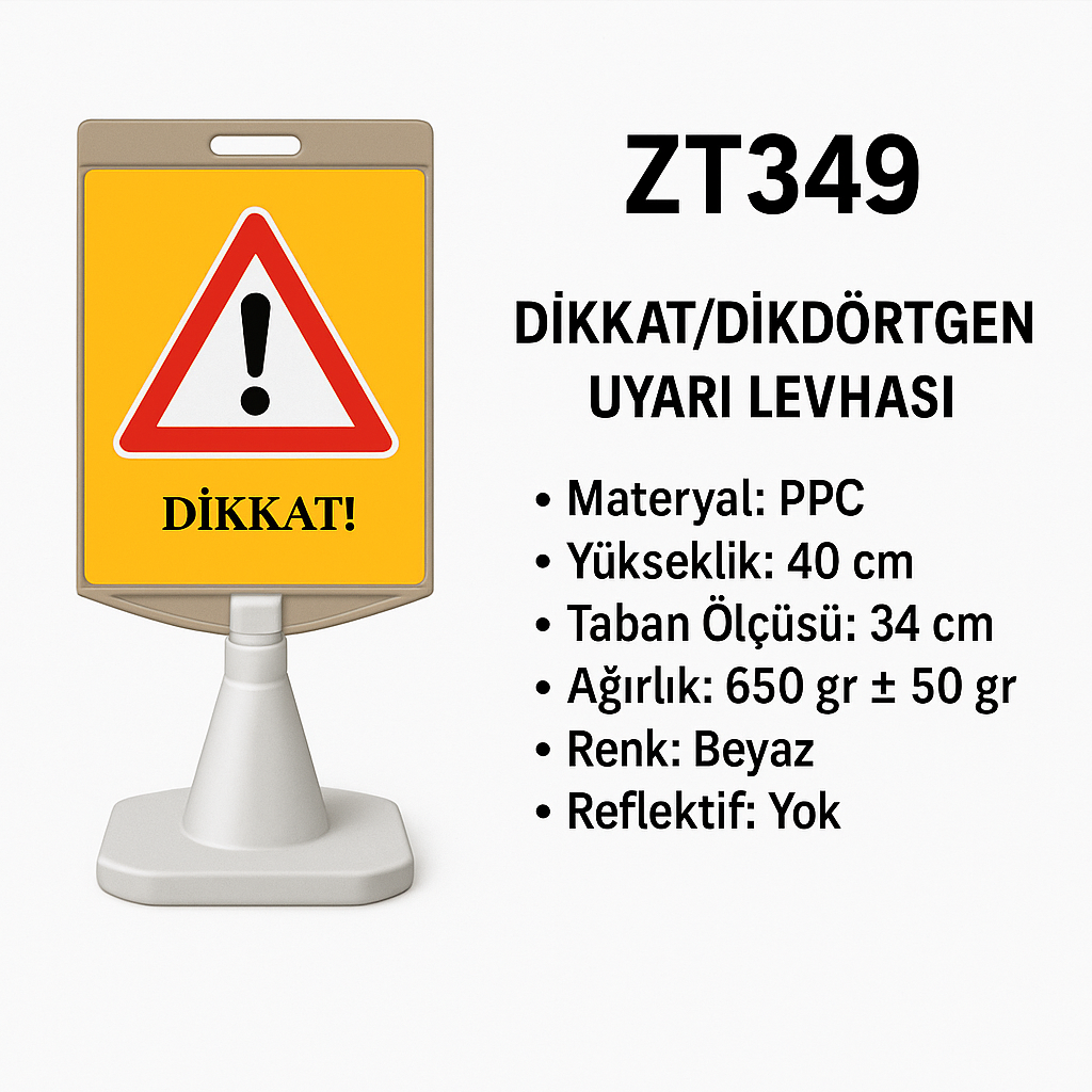 ZT349 – Dikkat/Dikdörtgen Uyarı Levhası