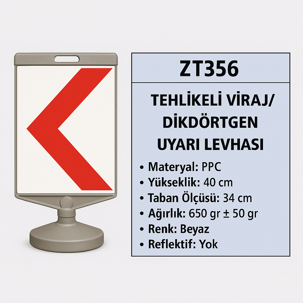 ZT356 – Tehlikeli Viraj/Dikdörtgen Uyarı Levhası