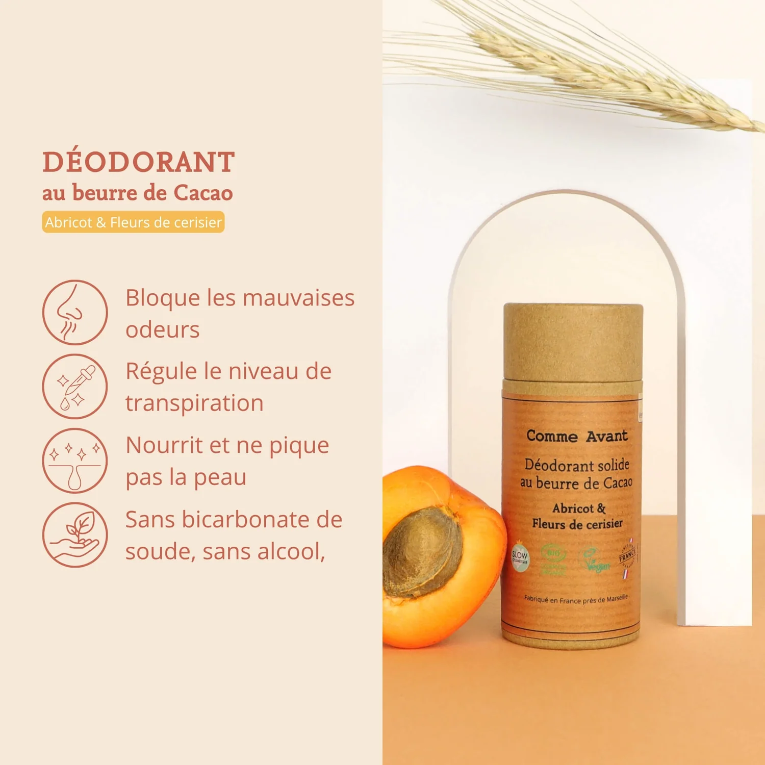Déodorant Solide à l'Abricot