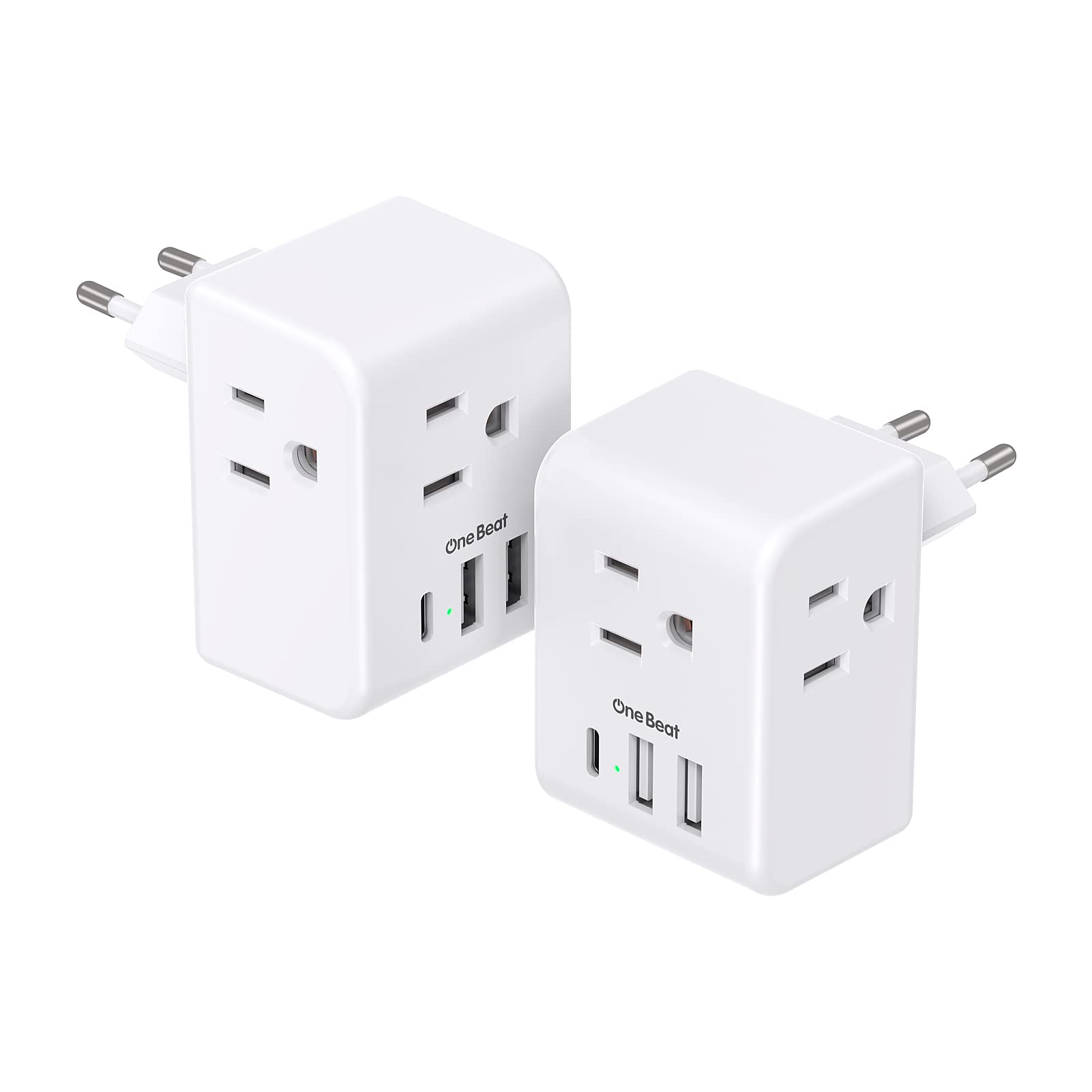 2 Pack European Travel Plug Adapter - Stay Powered Up Anywhere!