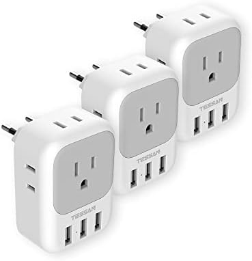 TESSAN 3 Pack European Travel Plug Adapter USB-C - Power Up Anywhere in Europe!