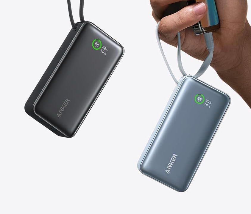 Anker Nano 10,000mAh Power Bank with Built-in USB-C Cable - Compact and Powerful Charging