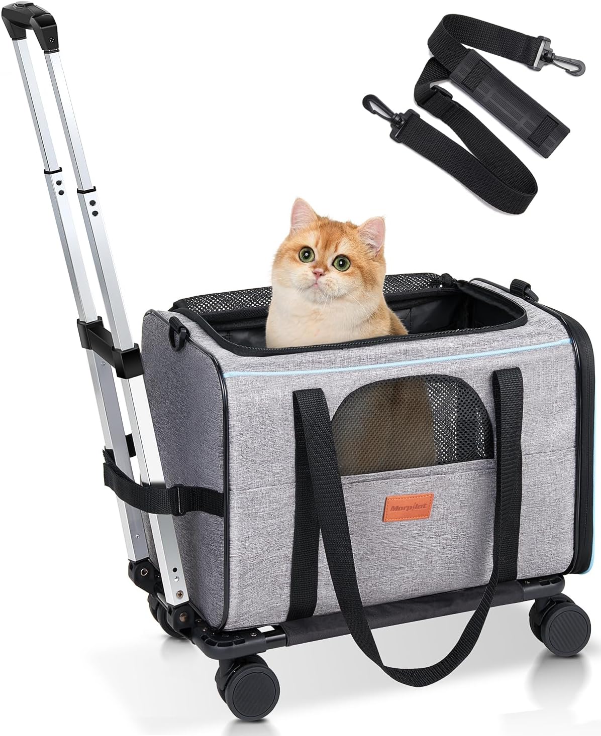 Effortless Pet Travel: Morpilot Cat and Dog Carrier with Detachable Wheels