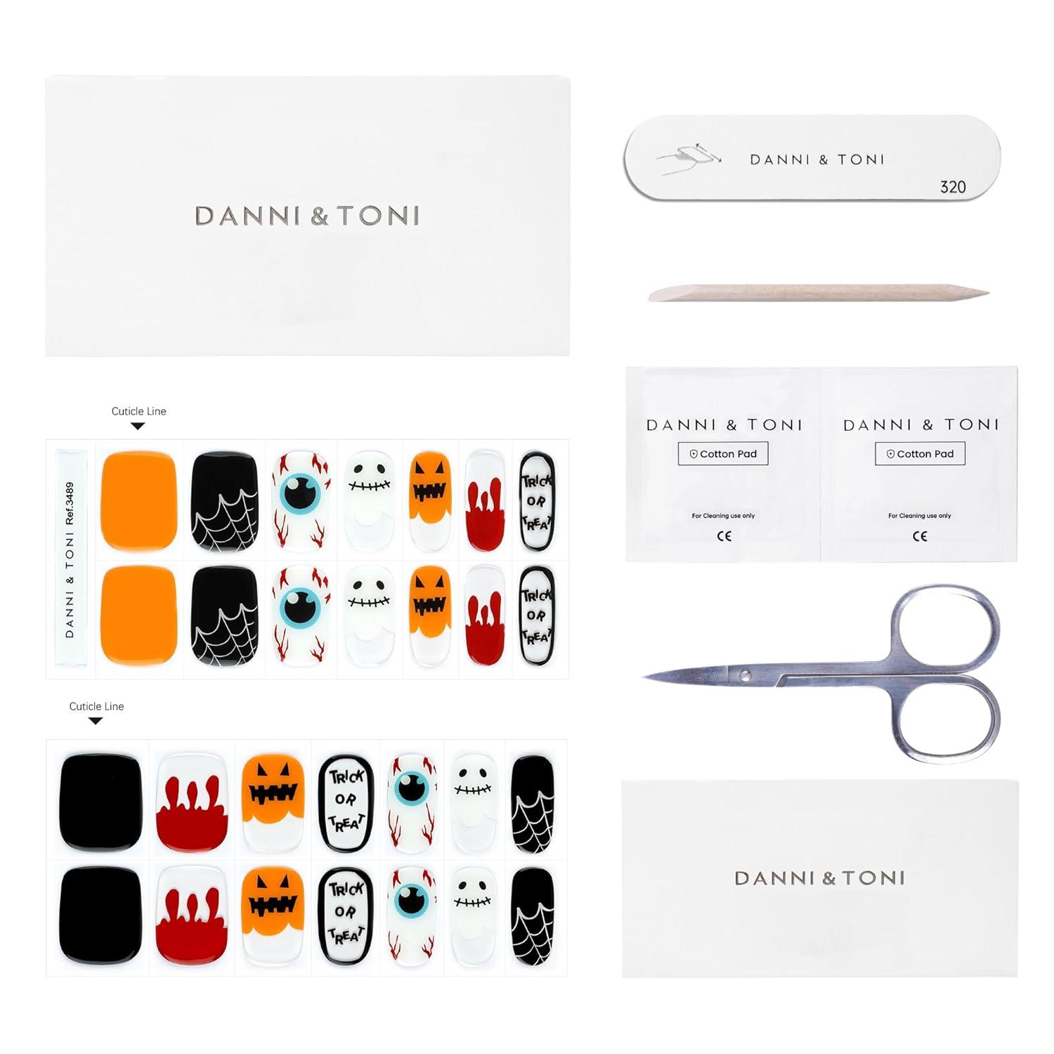 DANNI & TONI Semi Cured Gel Nail Strips Halloween (Trick or Treat) – Glow in The Dark