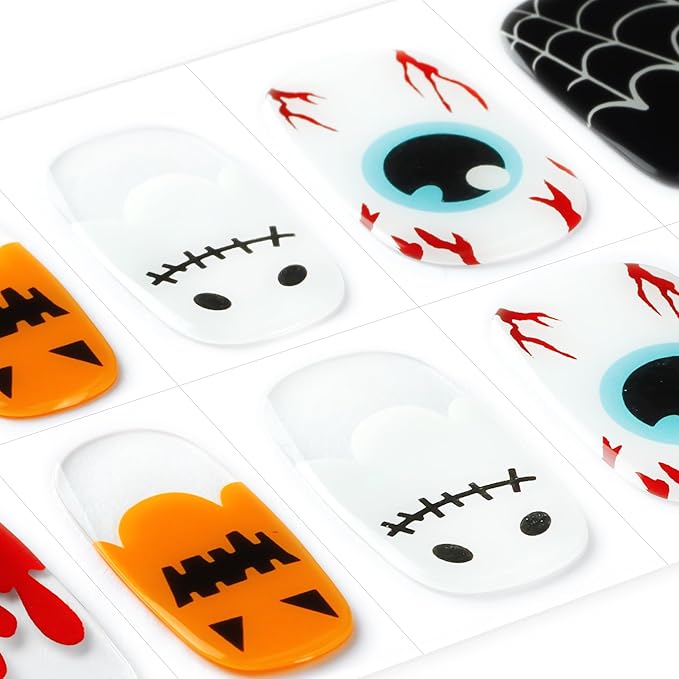 DANNI & TONI Semi Cured Gel Nail Strips Halloween (Trick or Treat) – Glow in The Dark