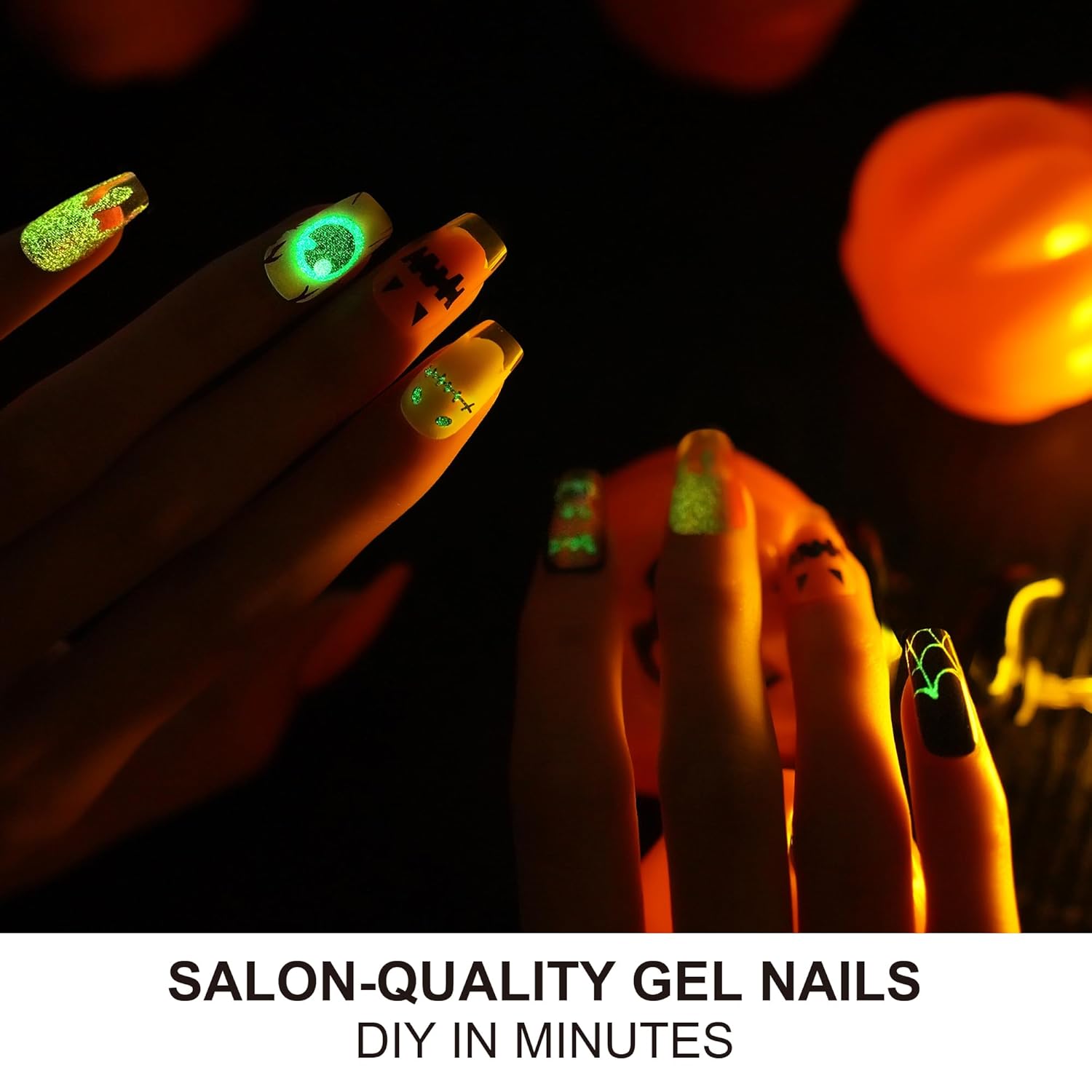 DANNI & TONI Semi Cured Gel Nail Strips Halloween (Trick or Treat) – Glow in The Dark