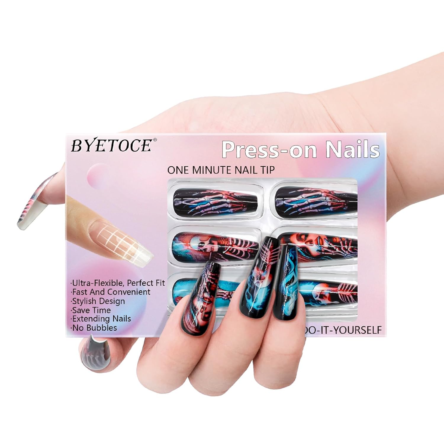 Unleash Your Inner Rebel with Our Long Coffin Press-On Nails!