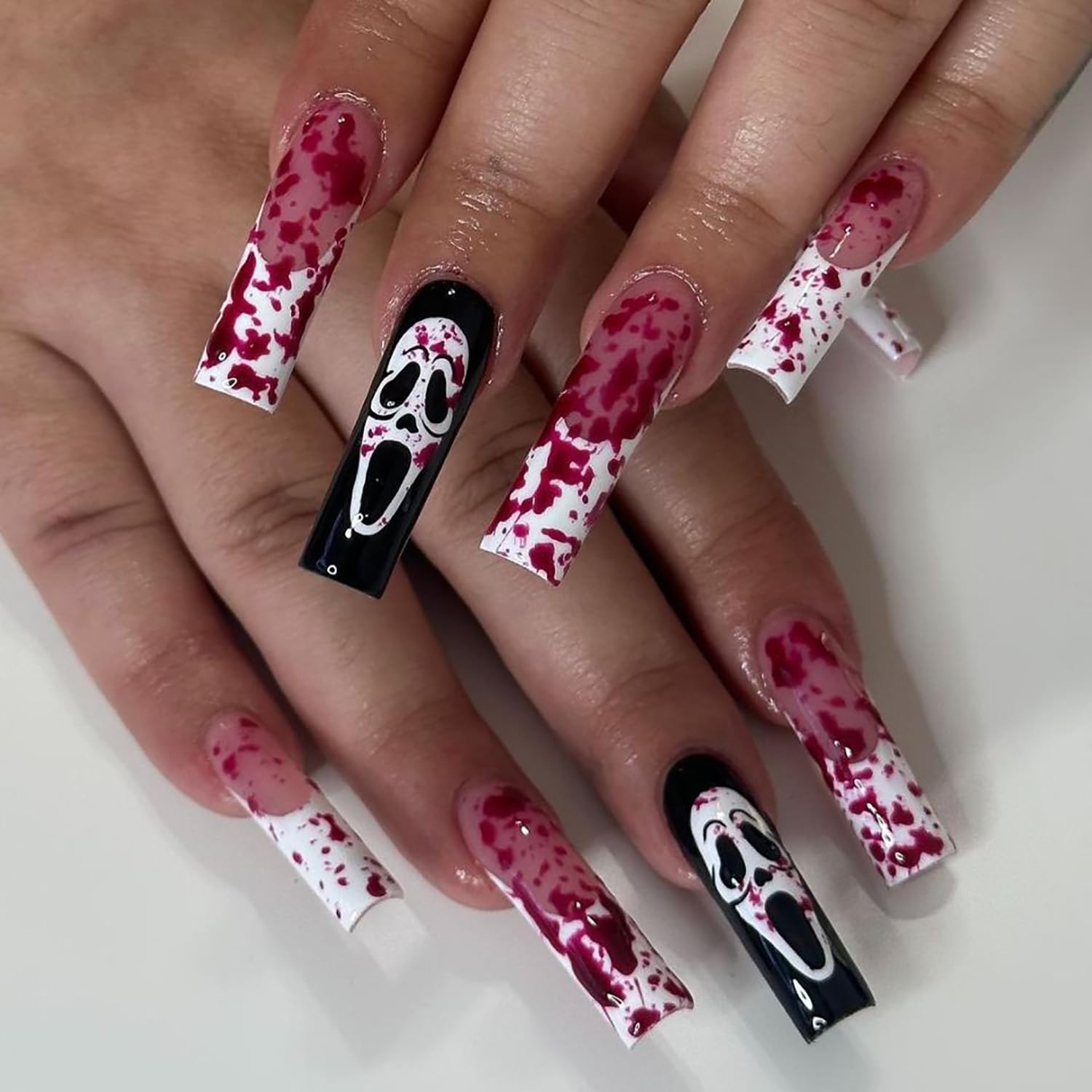 Spook Up Your Halloween Look with Bloody French Tip Press-On Nails!