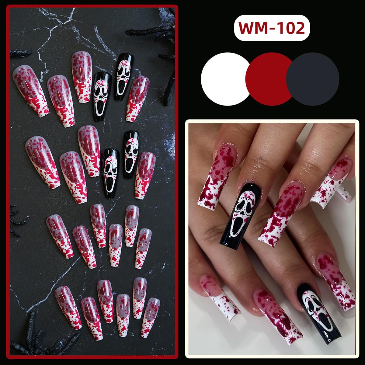 Spook Up Your Halloween Look with Bloody French Tip Press-On Nails!