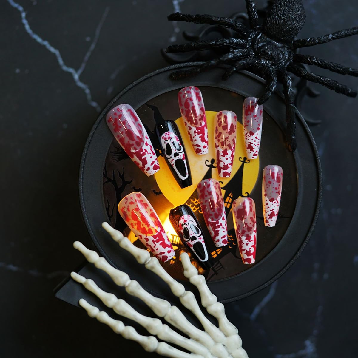 Spook Up Your Halloween Look with Bloody French Tip Press-On Nails!