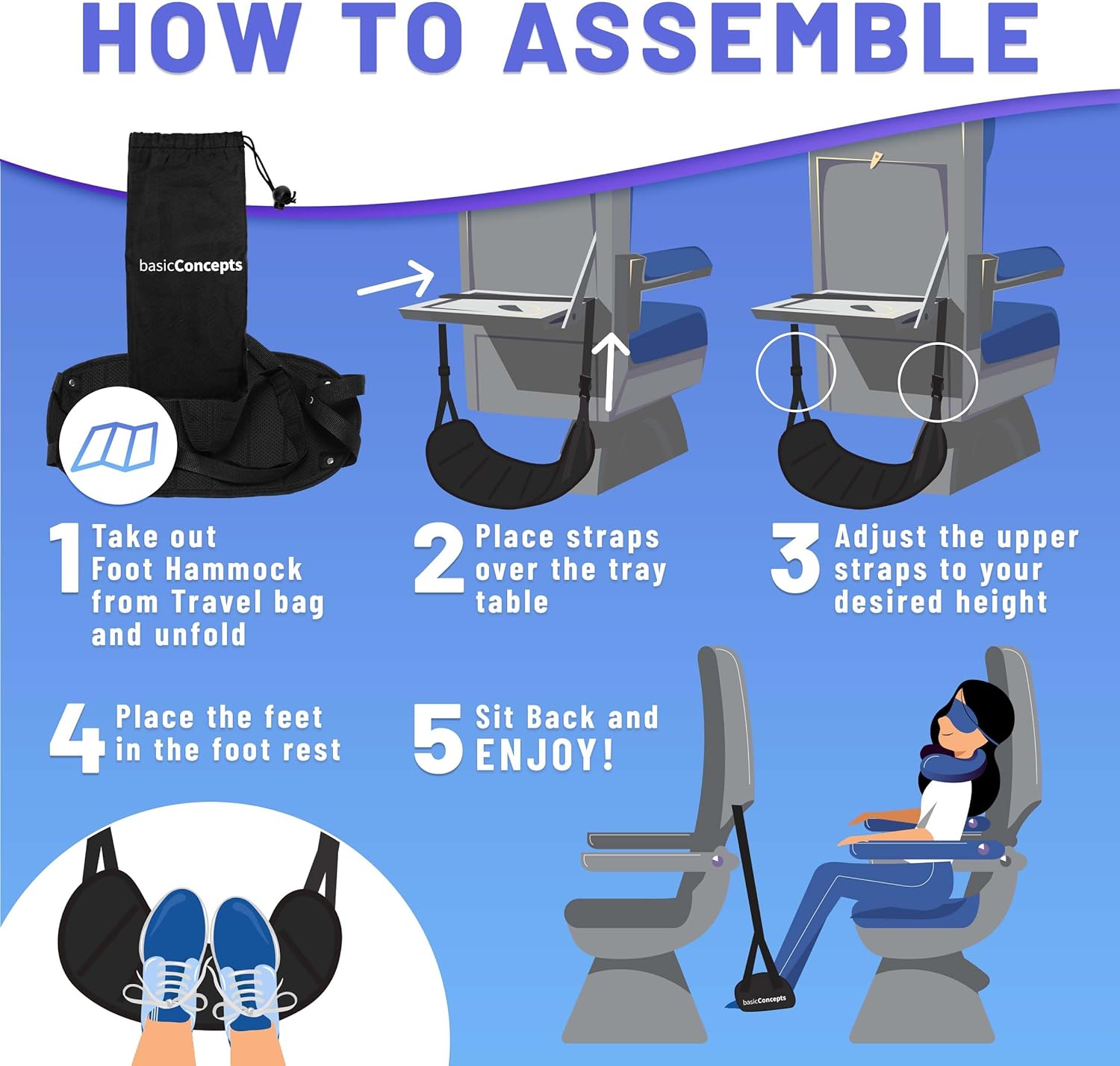 Airplane Foot Hammock (Memory Foam) - Your Perfect Travel Companion