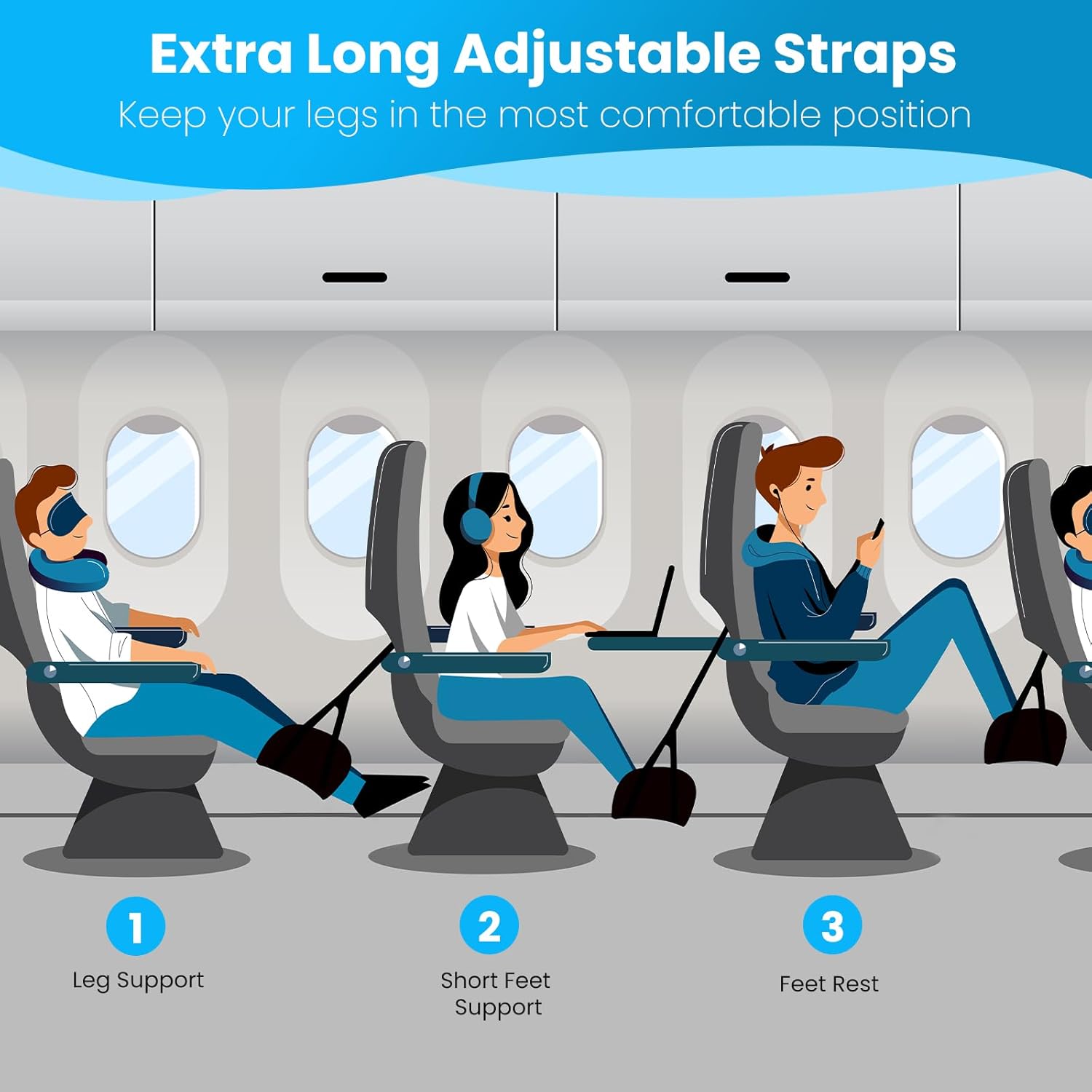 2-Pack Airplane Foot Hammock Travel Essentials – Ultimate Comfort for Long Flights