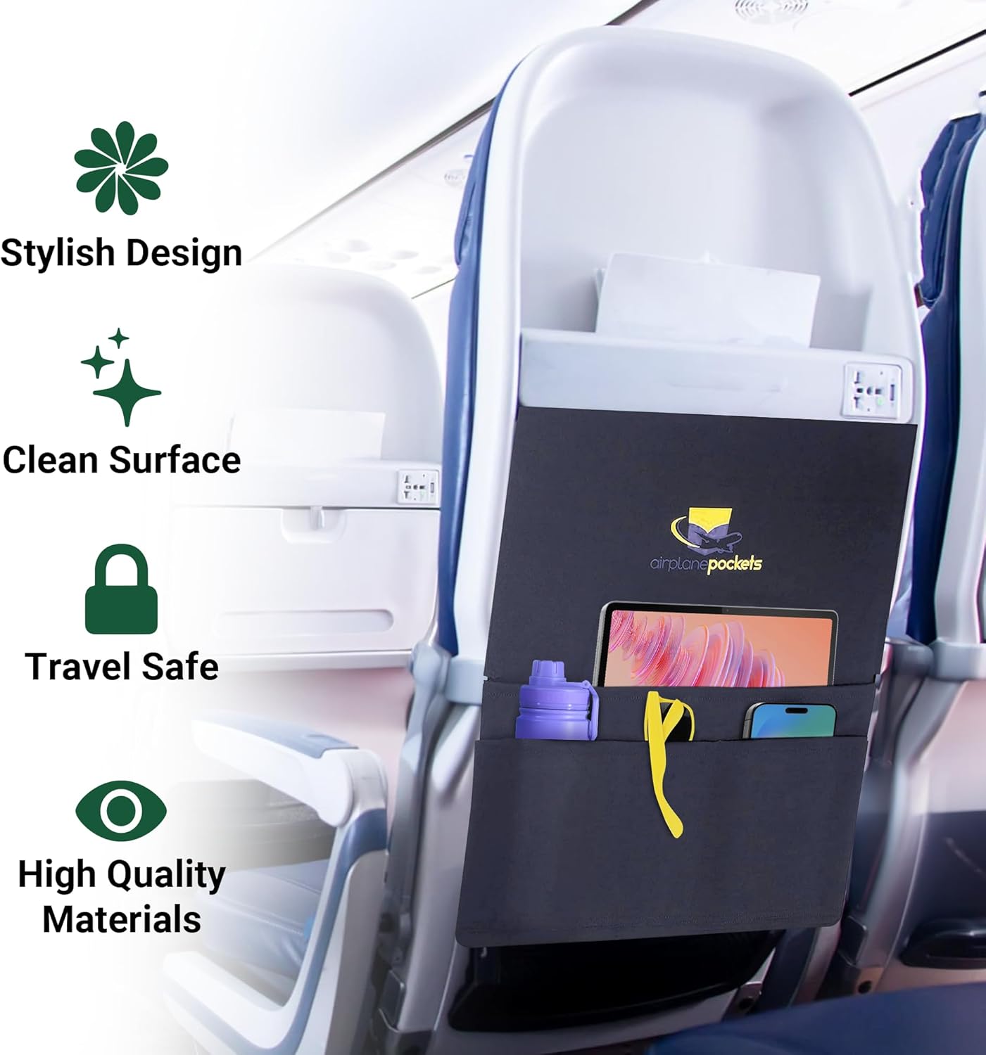 Stay Organized and Clean with the Airplane Pockets Tray Table Cover