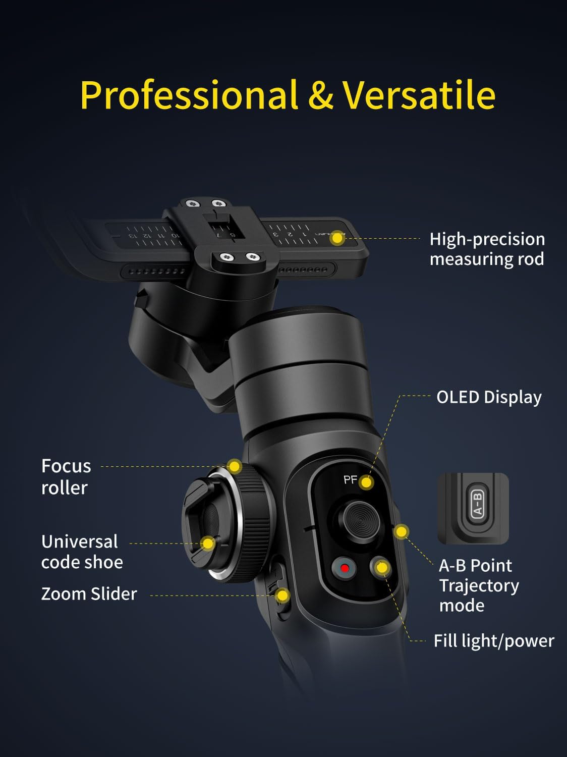 Gimbal Stabilizer for Smartphone with 8" Extension Rod, RGB Magnetic Fill Light, and 3-Axis Professional Stability – Aochuan Smart S2 Kit