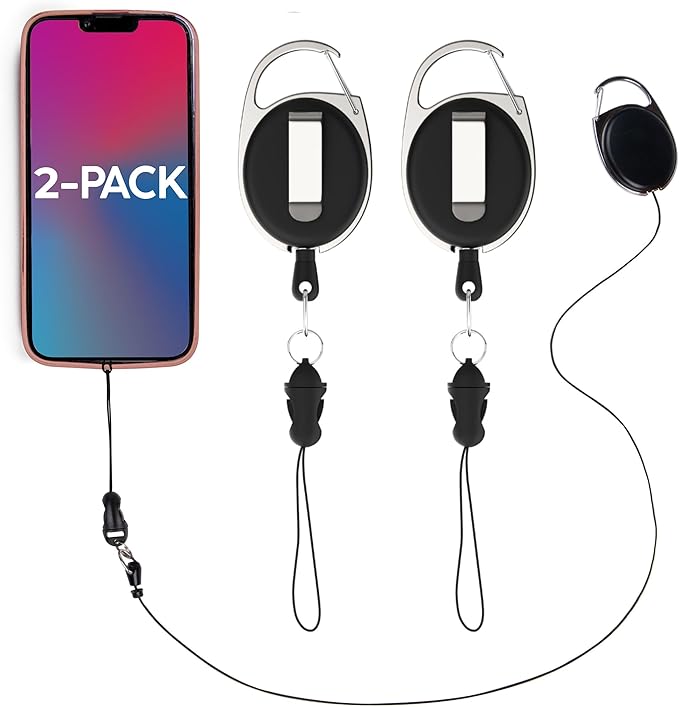 "Never Lose Your Phone Again: Durable Retractable Phone Tether - 2 Pack!"