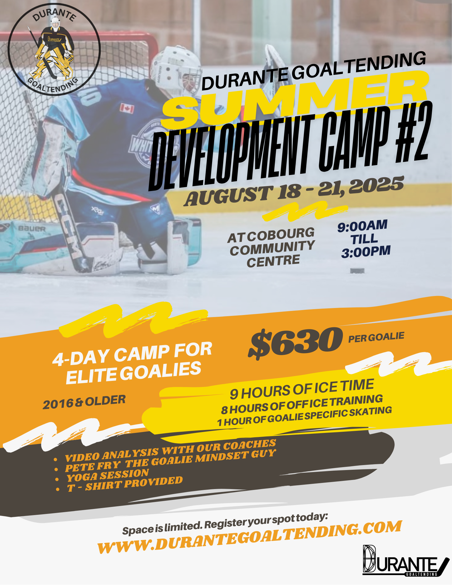 Durante Goaltending End of Summer Development Camp 