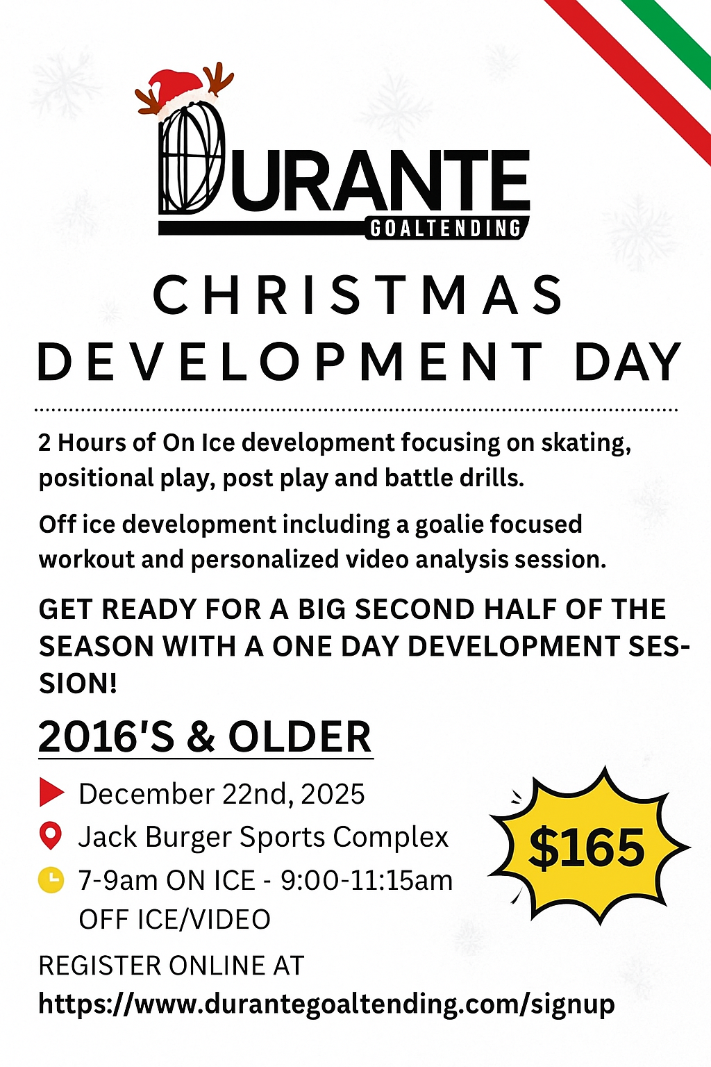 Durante Goaltending Christmas Development Day