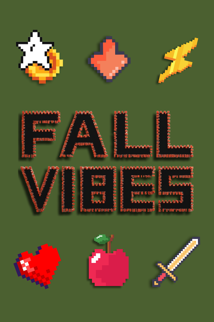 Fall Vibes Logo with Stitching and Vibrant Colors