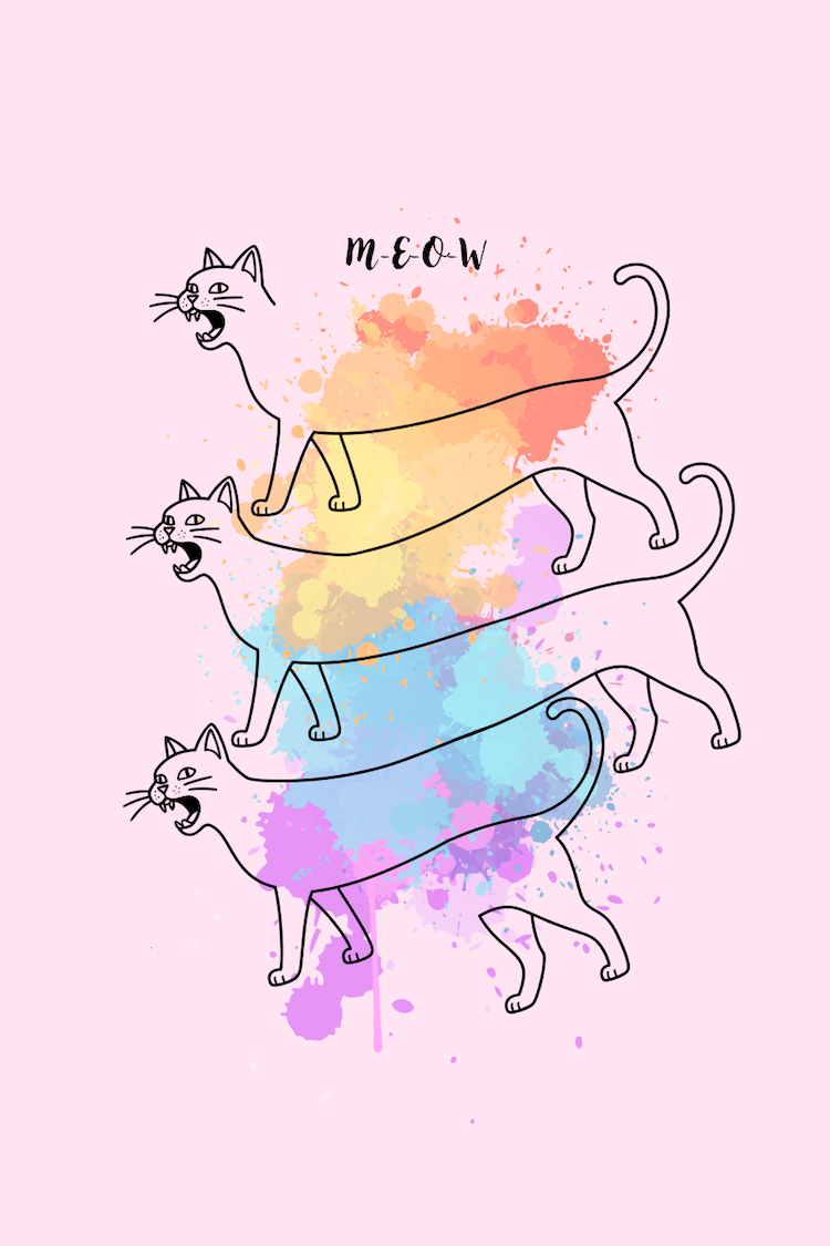 Color Splash Cat Optical Illusion