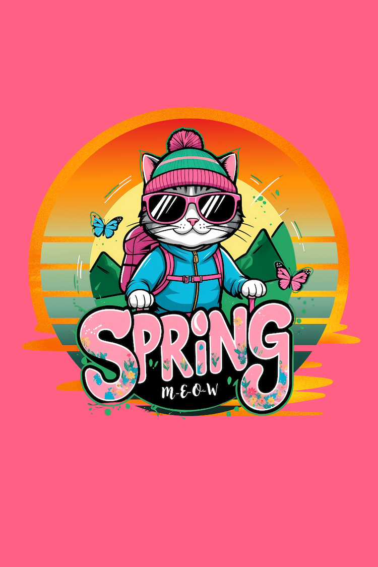 Spring Cool Hiking Cat Graffiti Adventure