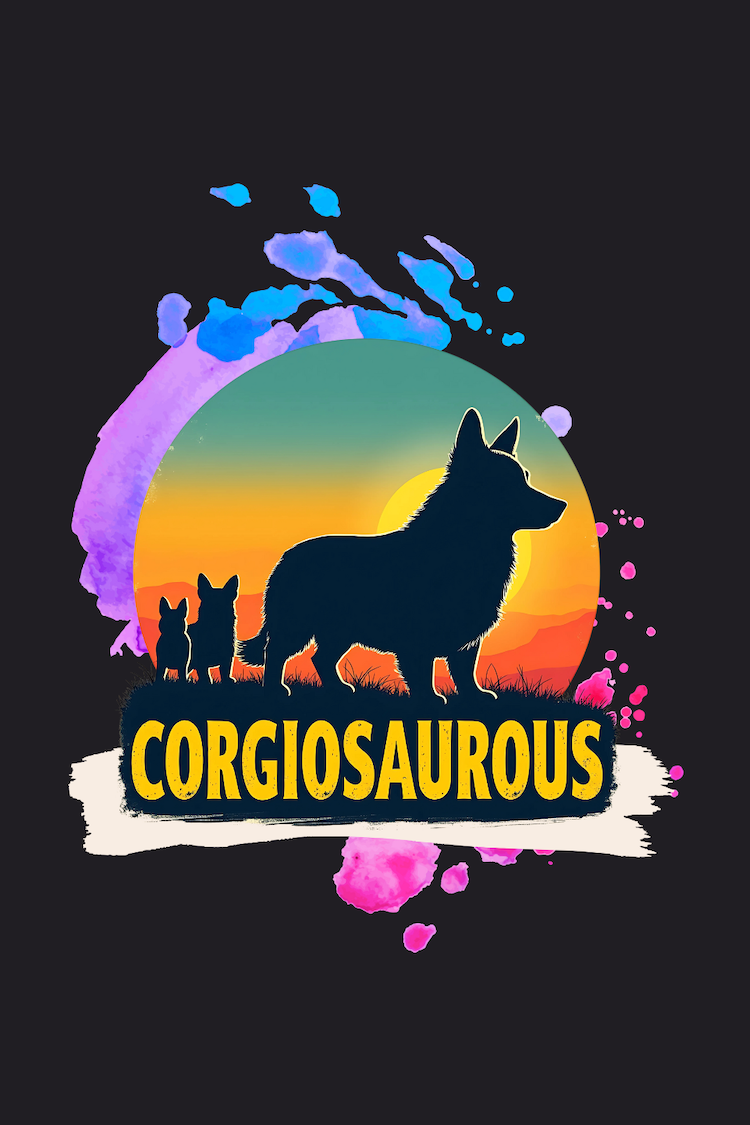 Corgiosaurous Corgi Silhouettes Sunset Fun