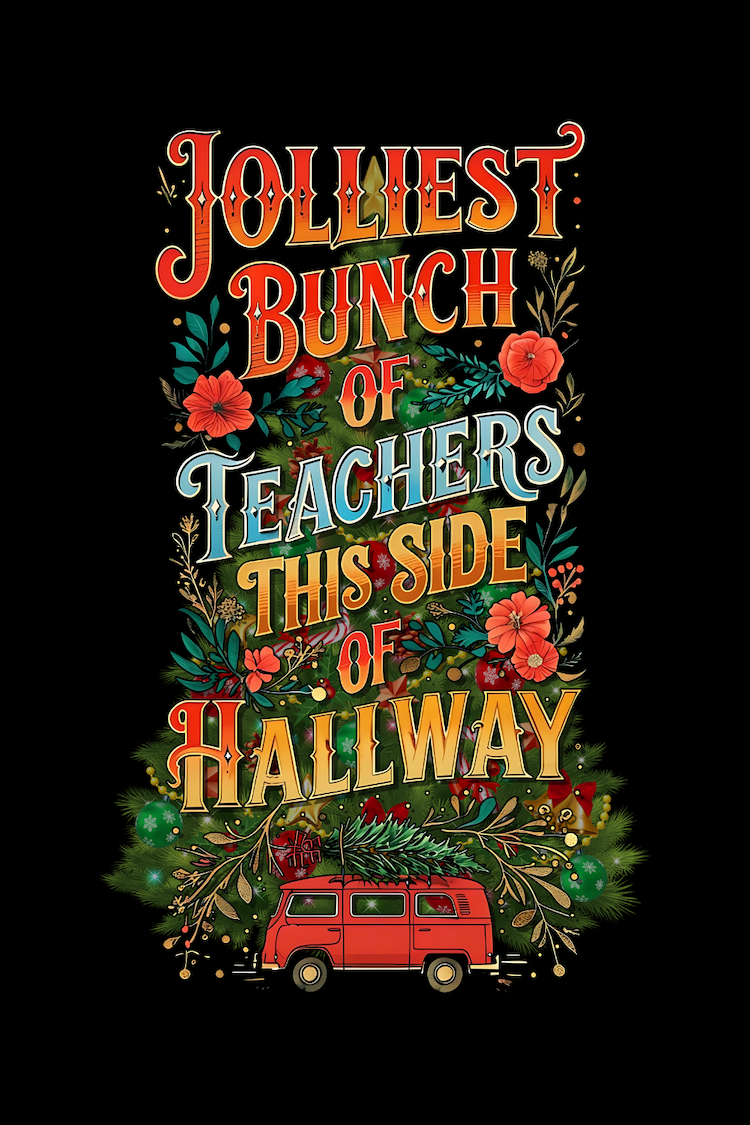 Jolliest Bunch of Teachers Floral Van Christmas Tree