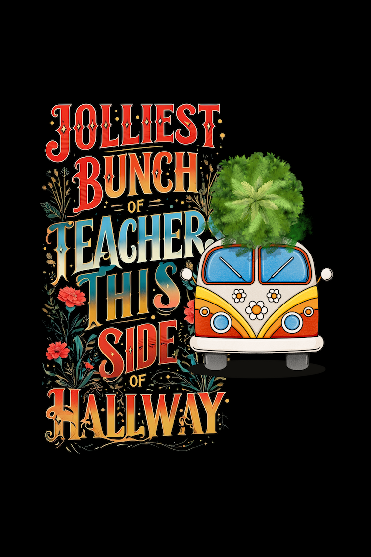 Jolliest Bunch of Teachers Retro Van Christmas Tree