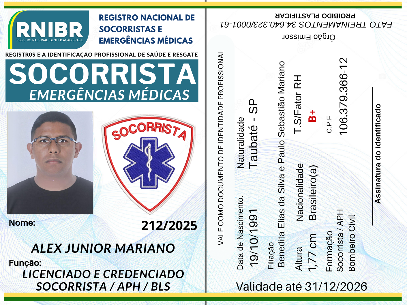 212/2025 CARTEIRAS DE BOMBEIRO CIVIL E SOCORRISTA 