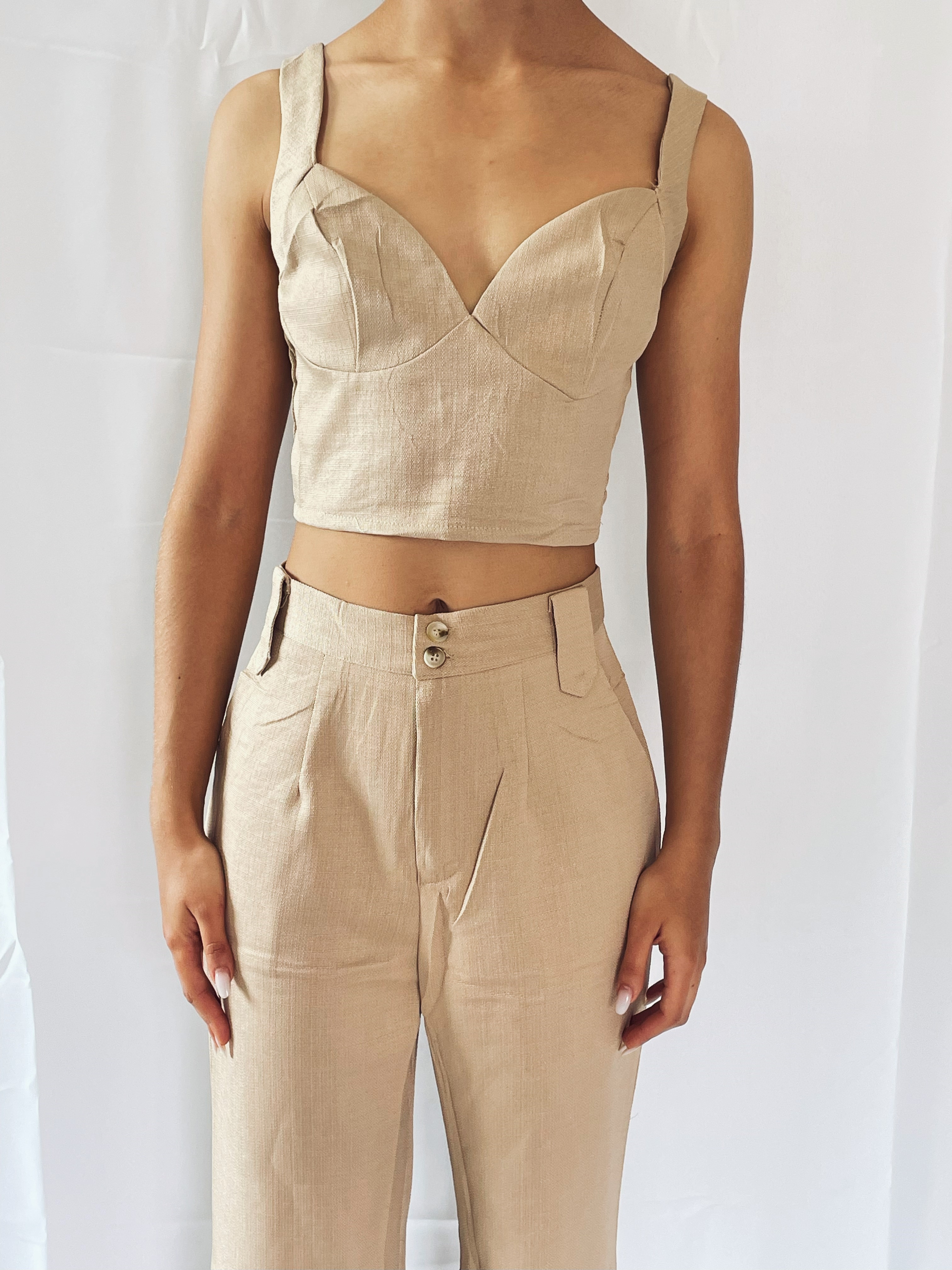 Conjunto Cropped e Calça Flare