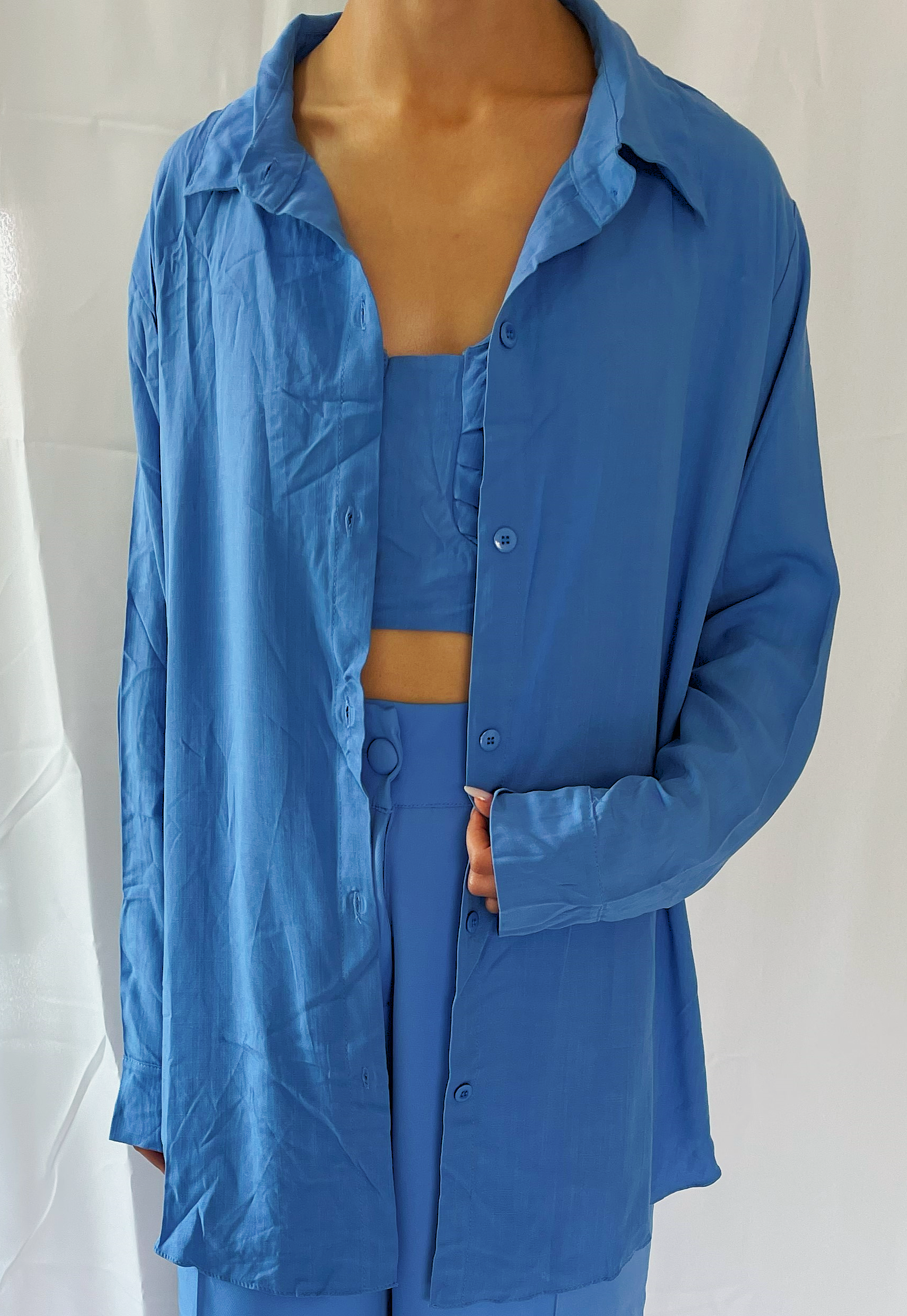 Conjunto Cardigan em Viscolinho e Cropped