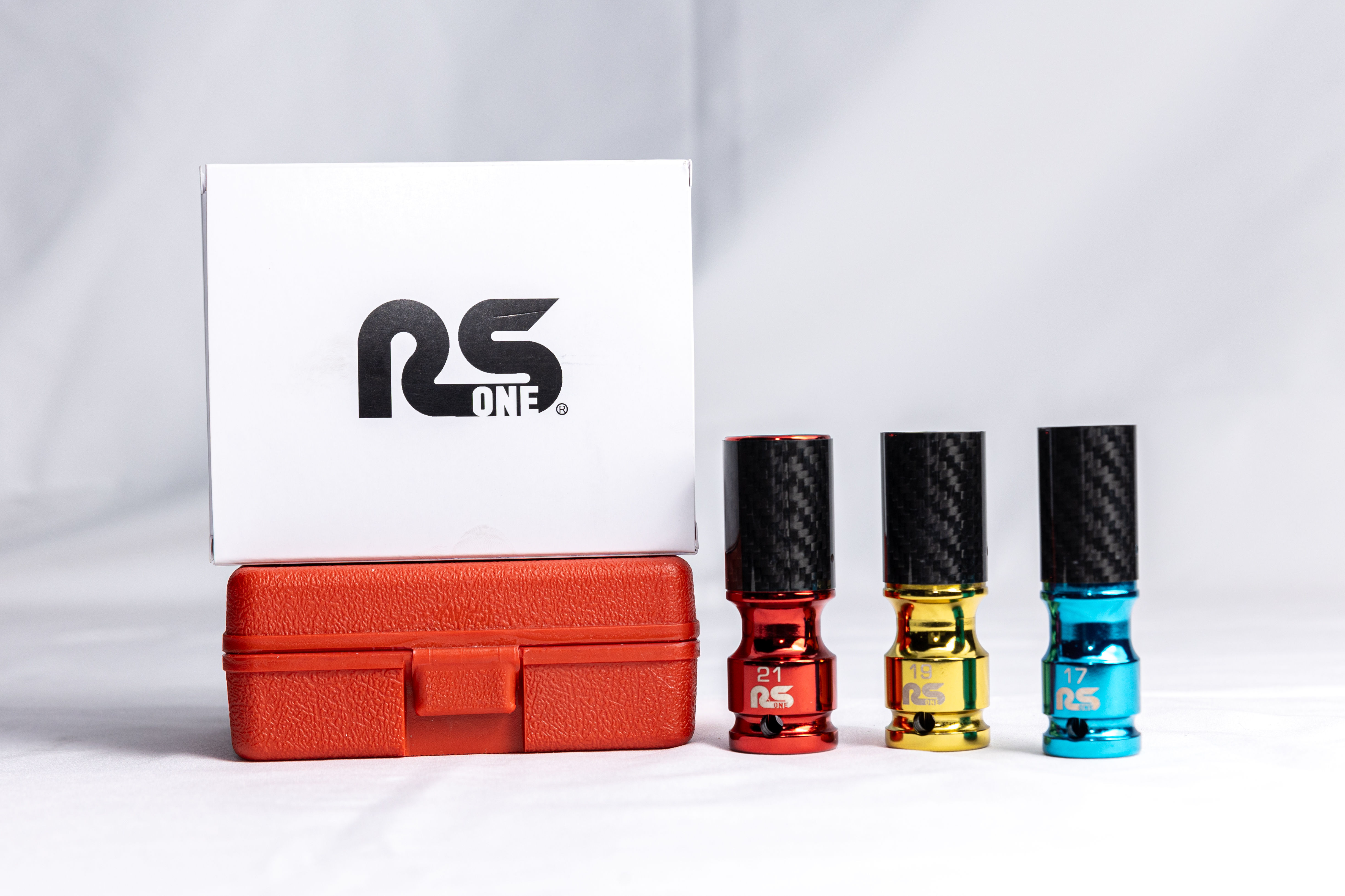 RS One Carbon Fiber Lug Nut Socket Set, Wheel Protector Thin Walled Deep Impact Socket, 17mm/19mm/21mm(3-Piece set)