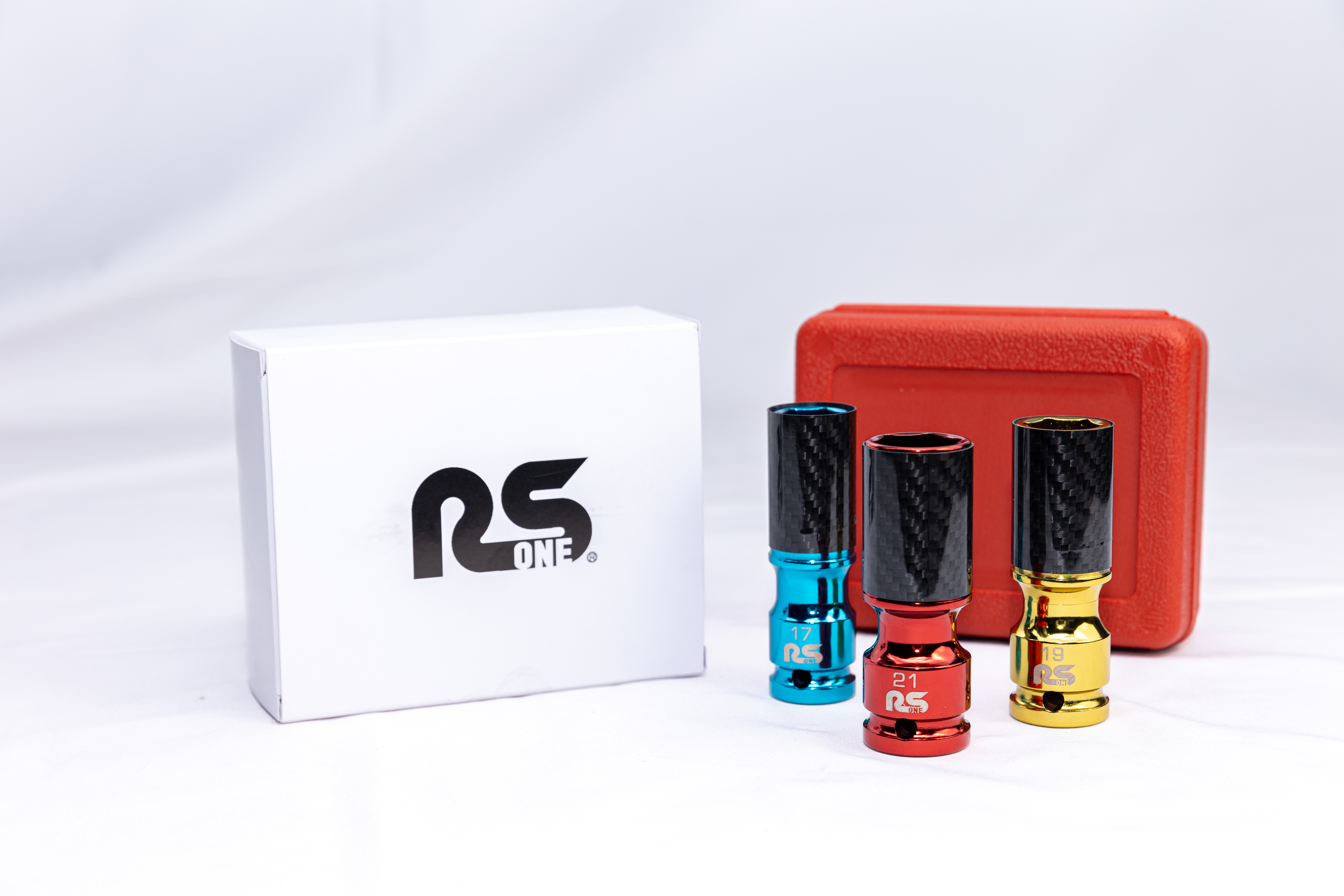 RS One Carbon Fiber Lug Nut Socket Set, Wheel Protector Thin Walled Deep Impact Socket, 17mm/19mm/21mm(3-Piece set)