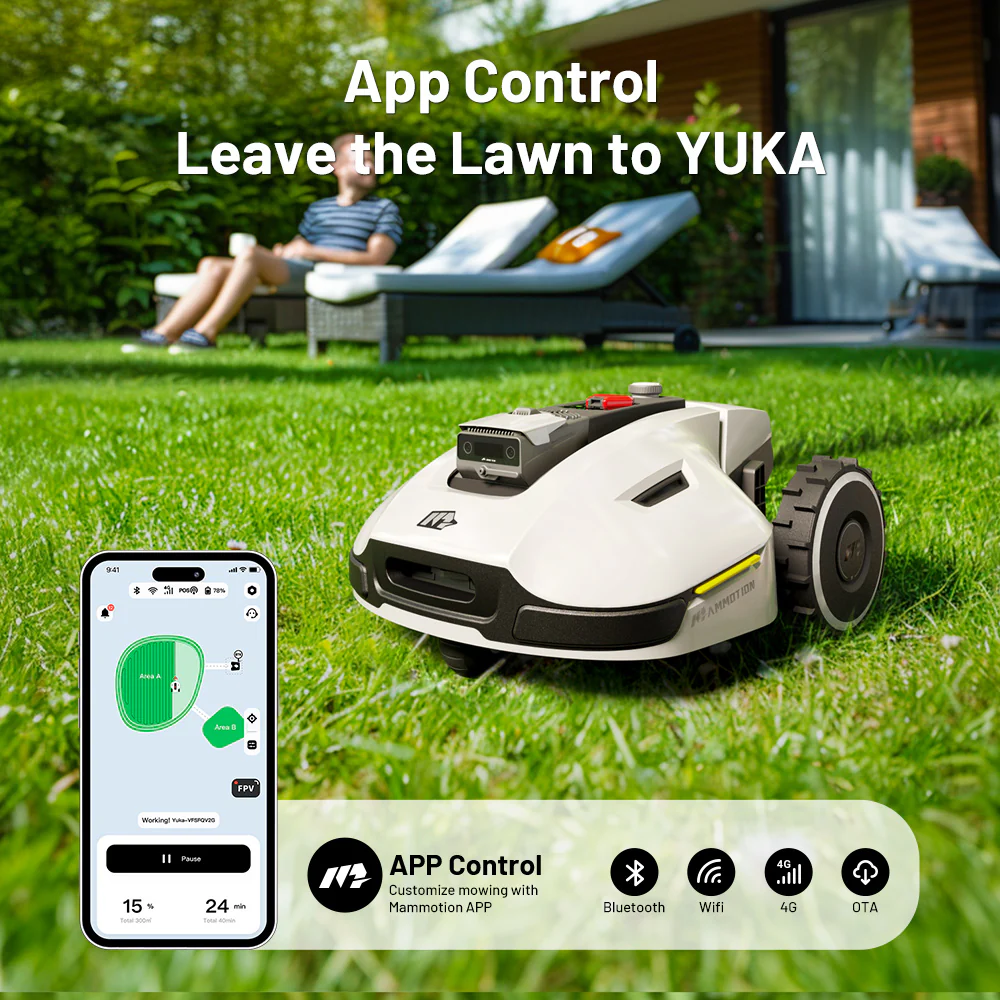 Mammotion YUKA 1500: 3D Vision robot grasmaaier met opvang – zonder begrenzingsdraad