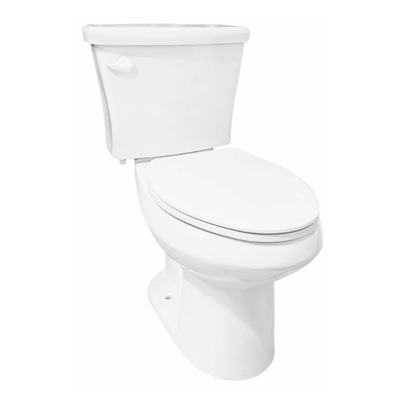 Merida, Inodoro Elongado de Dos Piezas, Blanco Esmaltado, Imke