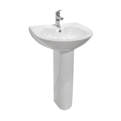 Diamante, Lavamanos con Pedestal, Blanco Esmaltado, 52x43x81 cm, Imke