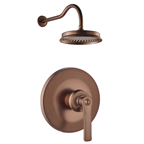 Firenze, Ducha Empotrada con Cabeza de Ducha Redonda, Acabado Cobre Pulido, Briggs